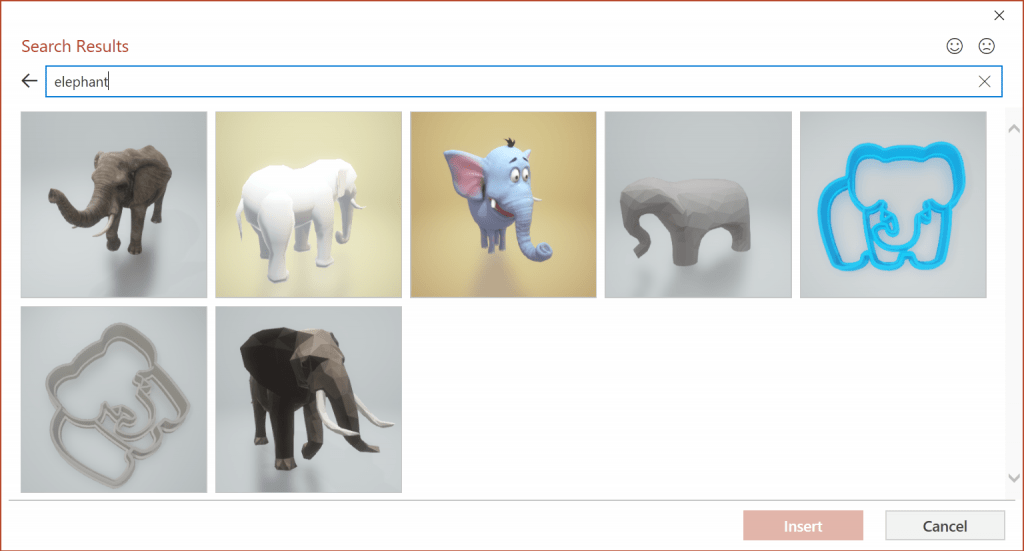 searching for 3d model in powerpoint