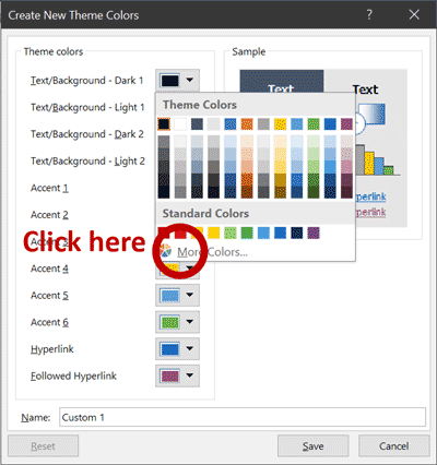 Editing a theme colour in PowerPoint