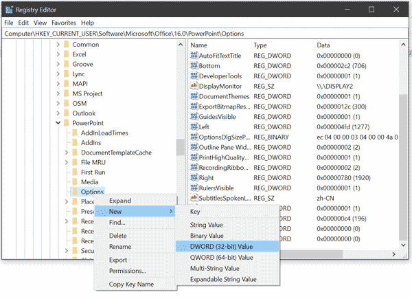 create a new registry key in registry editor